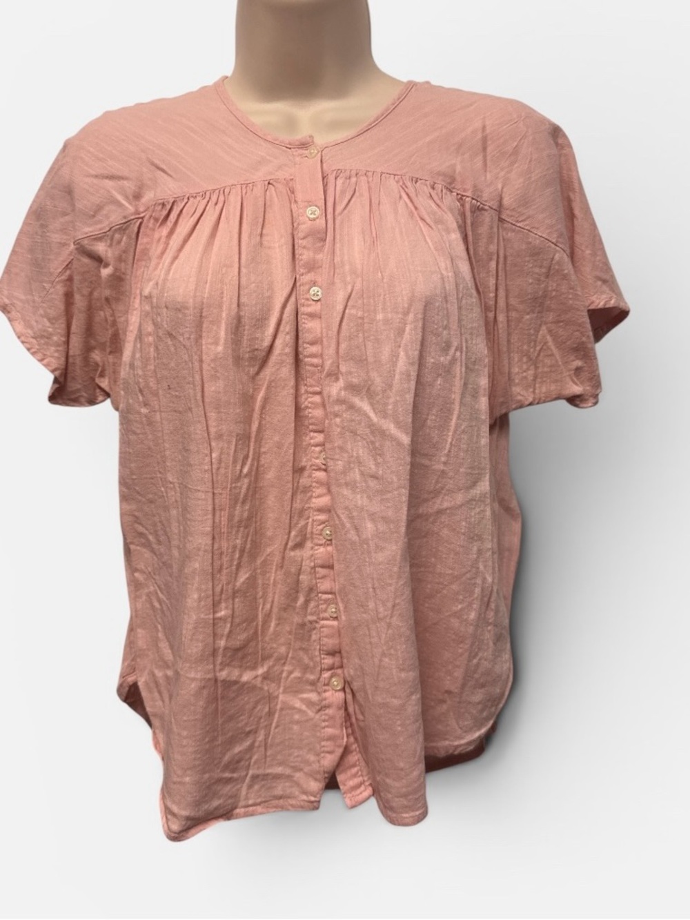 Old Navy Women’s XS Dusty Rose Cotton Cropped Button-Front Blouse Lightweight